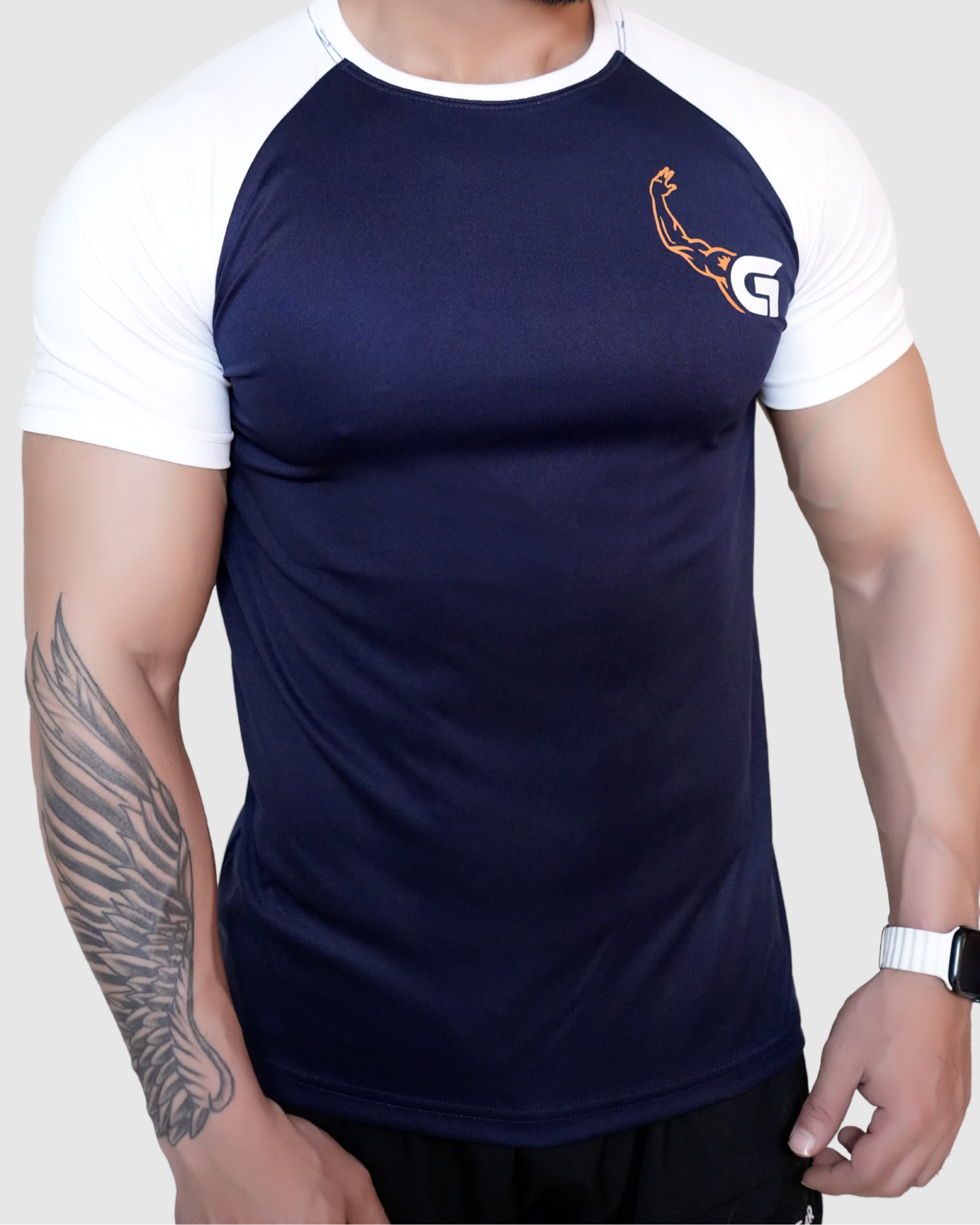 Raglan Baseball Navy-white