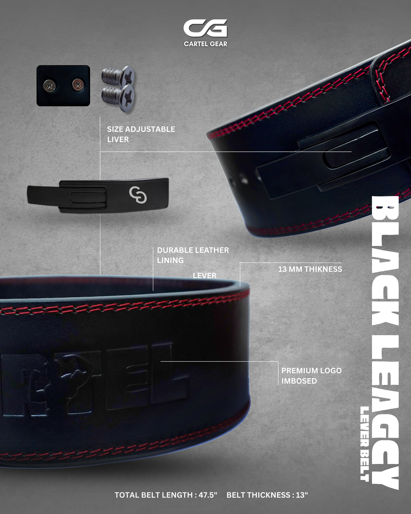Cartel Black Legacy Weightlifting Belt 13mm